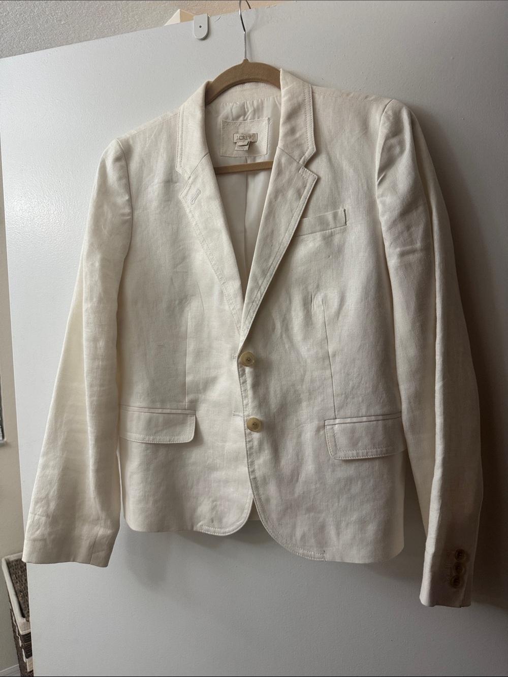 J. Crew Cream Linen-Blend Blazer